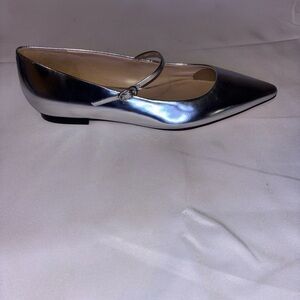 New Marc FisherTRELLA MARY JANE FLAT Metallic Silver Women Size 11M Without Box